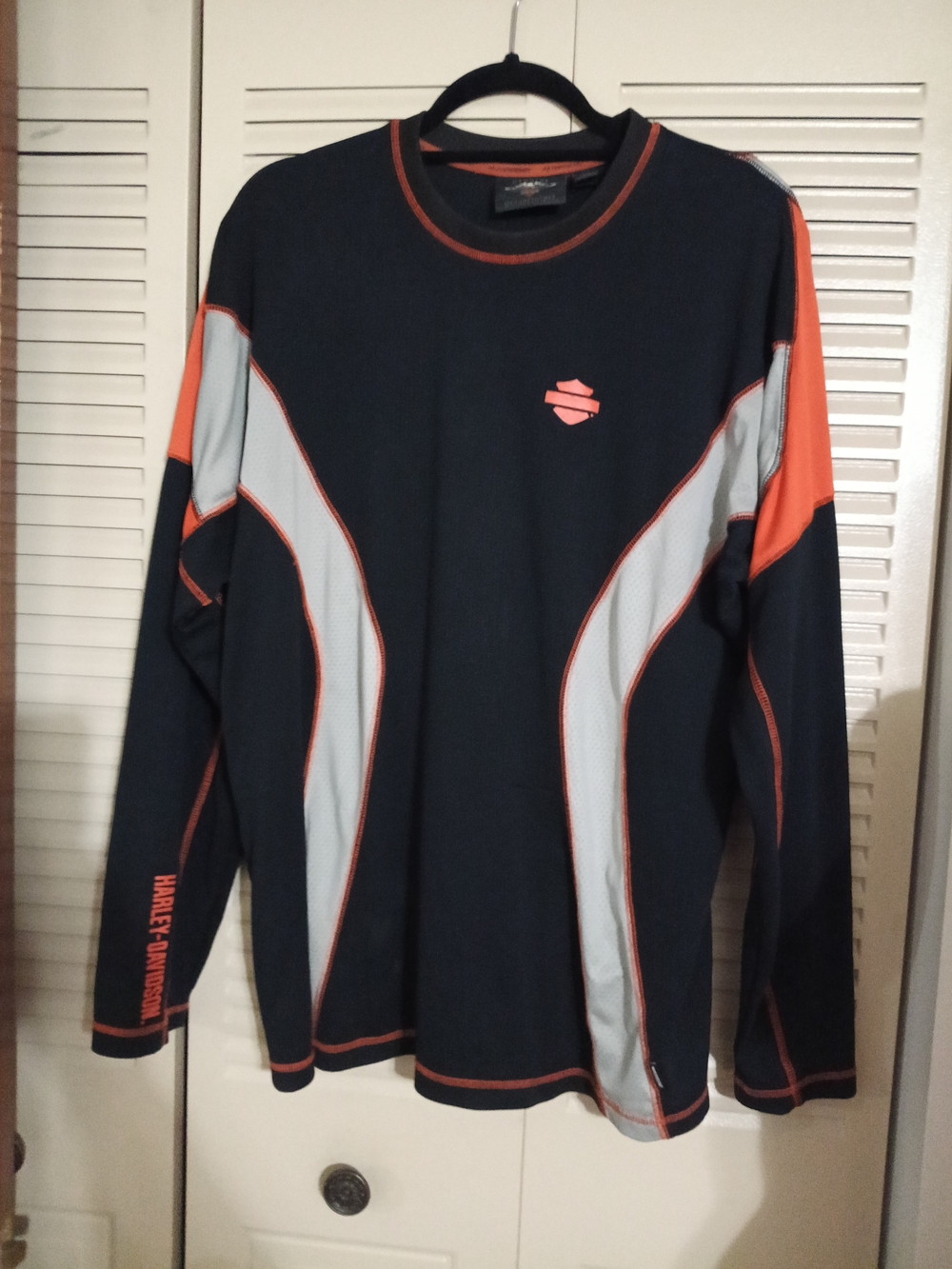 Harley-Davidson Black & Orange Long Sleeve Performance Top